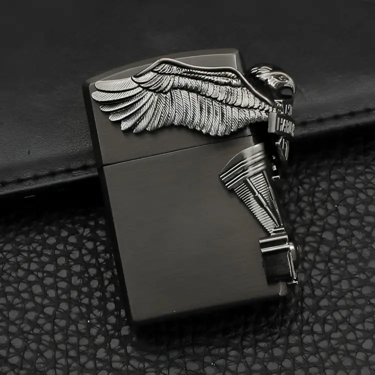 Picture of Metal 3D Relief Craft Grinding Wheel Lighter Creative Inflatable Open Flame Lighter