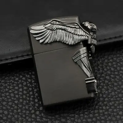 Picture of Metal 3D Relief Craft Grinding Wheel Lighter Creative Inflatable Open Flame Lighter