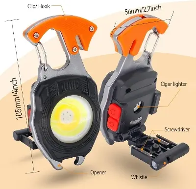 Picture of Outtobe Keychain Light Mini LED light Portable Multi-function COB Flood light Outdoor USB Rechargeable Keychain Light 6 Mode Strong Magnet Work Light Repair Work Outdoor Camping Light