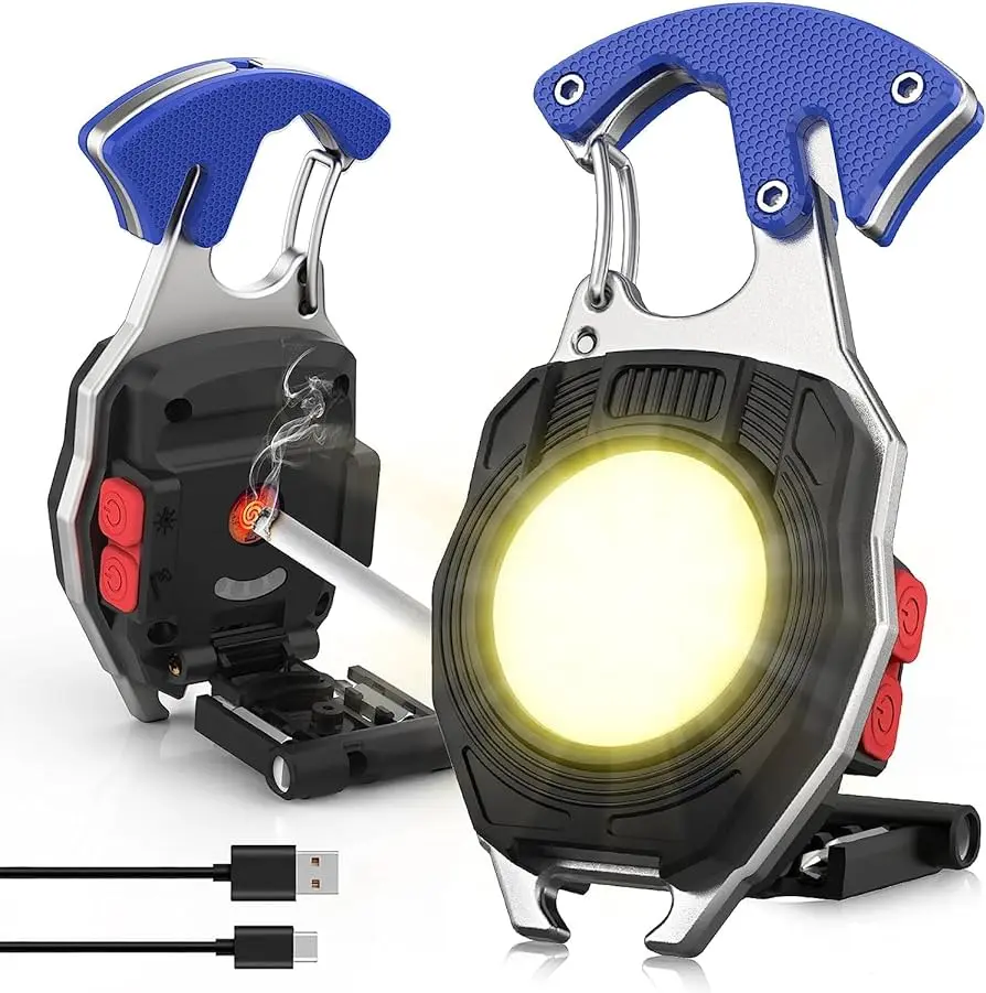 Picture of Outtobe Keychain Light Mini LED light Portable Multi-function COB Flood light Outdoor USB Rechargeable Keychain Light 6 Mode Strong Magnet Work Light Repair Work Outdoor Camping Light