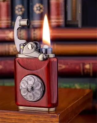 Picture of Zorro Retro Vintage Rose Wood Kerosene Lighter Vintage Metal Lighter with Grinding Wheel Portable Refillable Windproof Lighter High Quality Gift