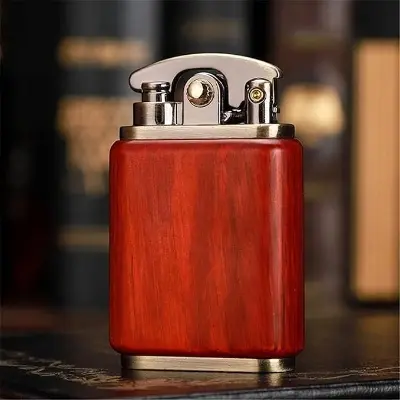 Picture of Zorro Retro Vintage Rose Wood Kerosene Lighter Vintage Metal Lighter with Grinding Wheel Portable Refillable Windproof Lighter High Quality Gift