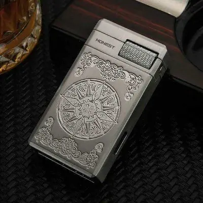 Picture of HONEST Dual Flame Flint Wheel Lighter – Premium Metal Windproof Gas Lighter with Classic Design