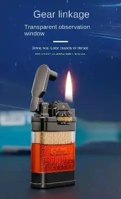 Picture of CHIEF fuel lighter, creative gear linkage, transparent fuel tank men's cigarette accessories, Retro Gift Lighter