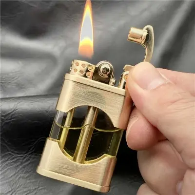 Picture of ZORRO Windproof Metal Kerosene Lighter Transparent Fuel Tank Creative Retro Flint Oil Lighter