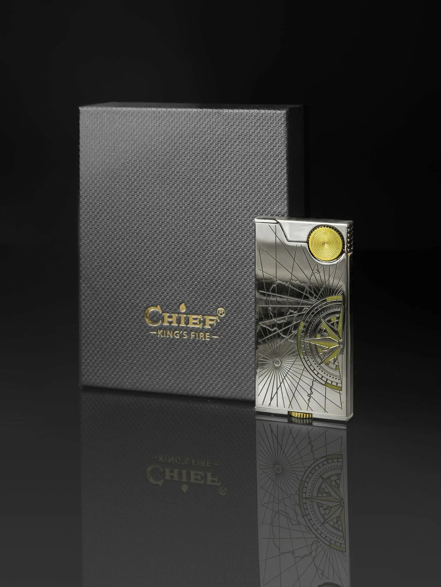 Picture of CHIEF Ultra Thin Grinding Wheel Oil Lighter, Pure Copper, Small and Slim, Portable Fashionable High-end Gift