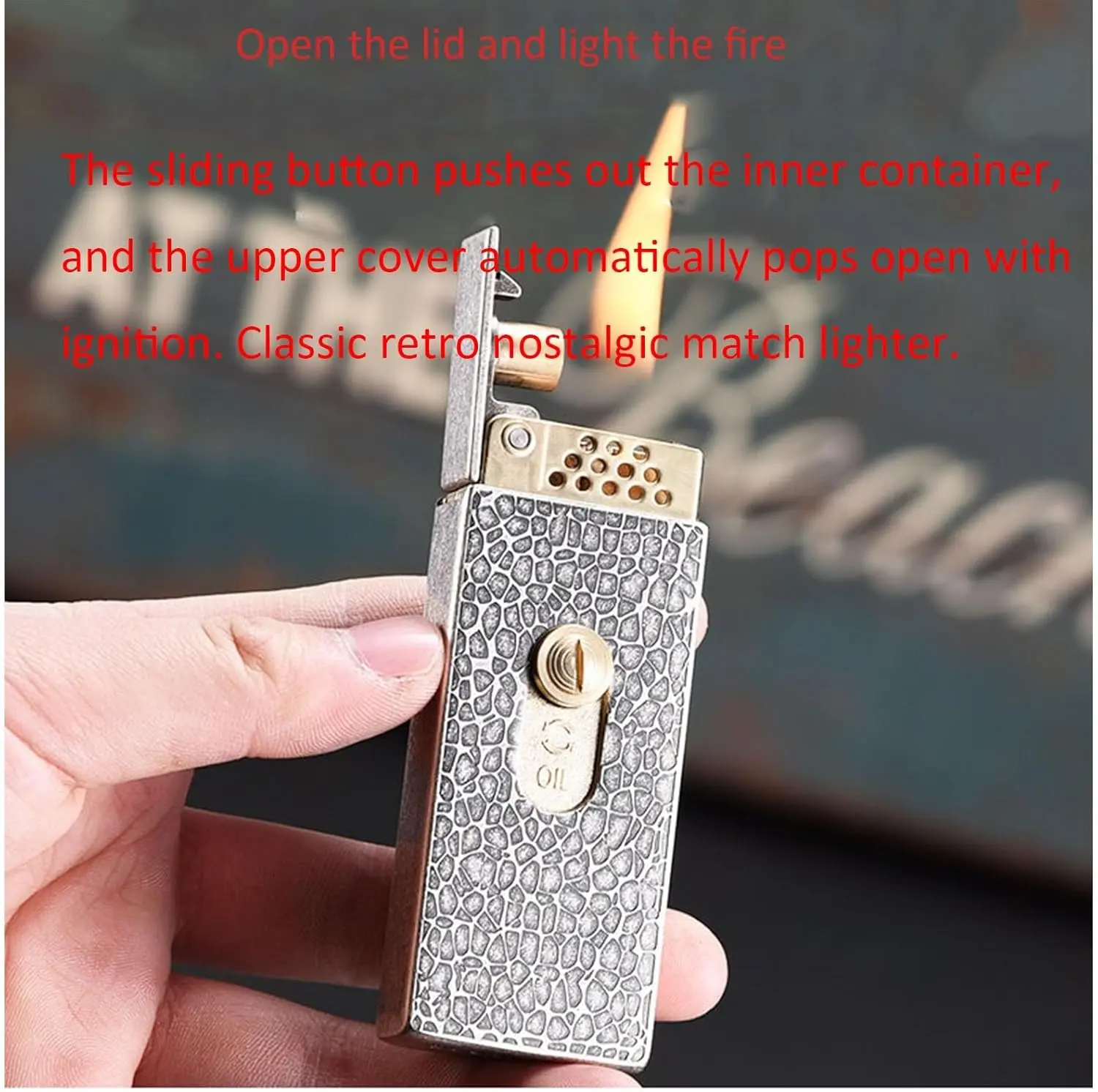 Picture of Zoro Elevator Kerosene Open Fire Lighter One Button Automatic Ejection Retro Creative Match Box High end Pure Copper Men's