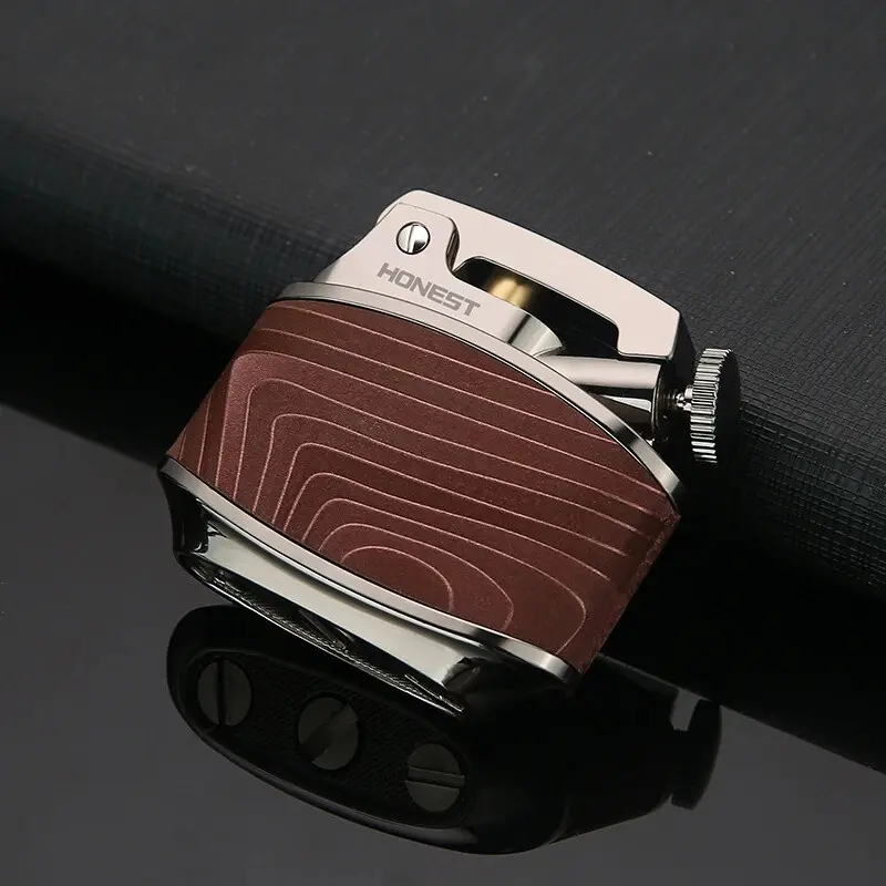 Picture of Wooden Shell Stylish Compact Kerosene Lighter in Sandalwood Retro Design with Easy Ignition