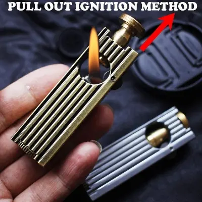 Picture of Grinding Wheel Torch Flint Lighter Metal Vintage Free Fire Kerosene Oil Pipe Compact Lighter
