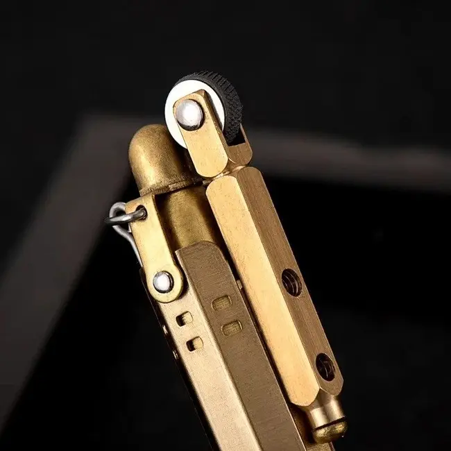 Picture of Brass Lighter Antique Creative Lighters Reusable Vintage Trench Windproof Lighter for Collection