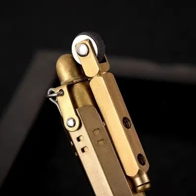 Picture of Brass Lighter Antique Creative Lighters Reusable Vintage Trench Windproof Lighter for Collection