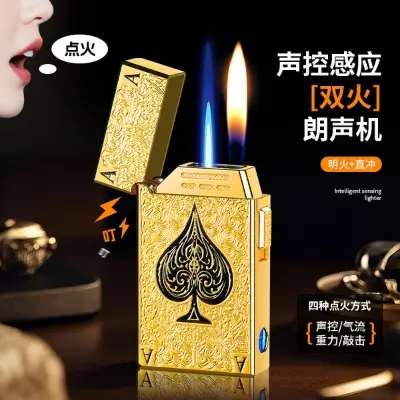 Picture of Ace Lighter USB C Electric Lighters Rechargeable USB Lighter with Poker Design Dual Flame