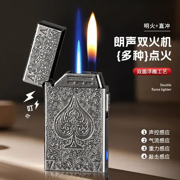 Picture of Ace Lighter USB C Electric Lighters Rechargeable USB Lighter with Poker Design Dual Flame