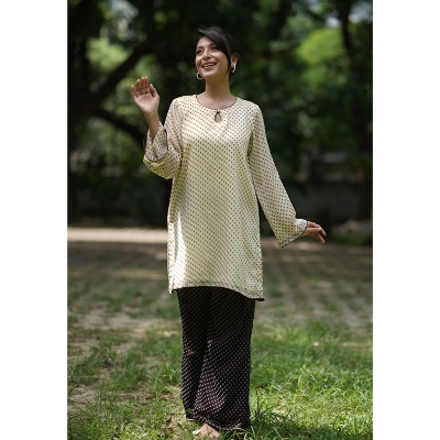 Picture of FANA Printed Georgette 2 piece Salwar Kameez for Women  Off White