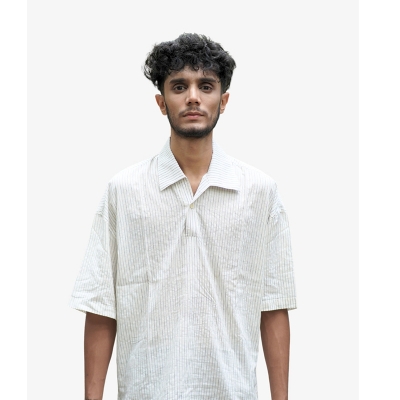 Picture of LOFT Men’s Loose Fit Drop Shoulder Cuban Shirt For Men White