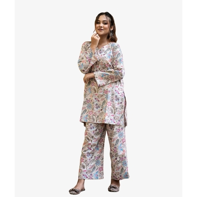 Picture of LUNA Cotton 2-Piece: Stylish and Comfortable Women Co-Ords with a Classic Shalwar Kameez Design Beige