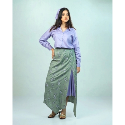 Picture of NABA Lavender Top and Green Skirt For Woman