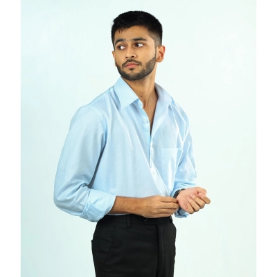 Picture of NOEL Jacquard Cotton Formal Sky Blue Shirt For Man
