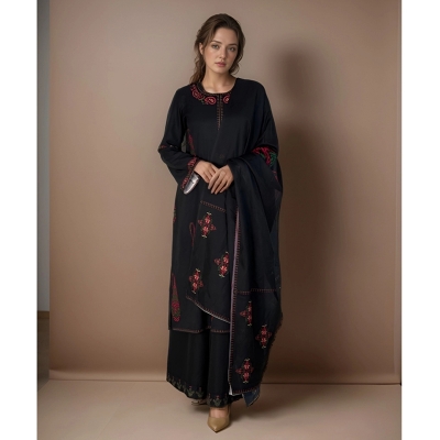 Picture of NOBONITA shine Silk Cotton Black and Magenta Three piece for Woman