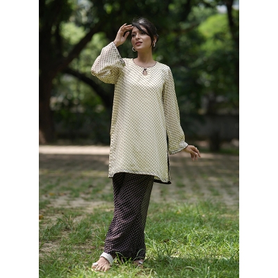Picture of FANA Printed Georgette 2 piece Salwar Kameez for Women  Off White