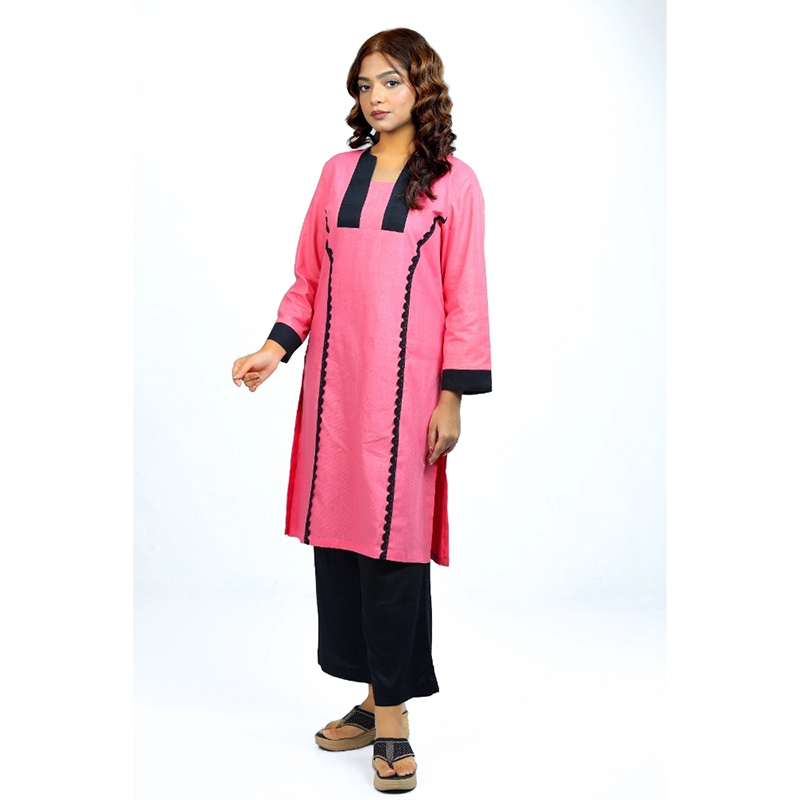 Picture of MISBA Premium Cotton and Linen Two Piece Set For Woman  Pink and black