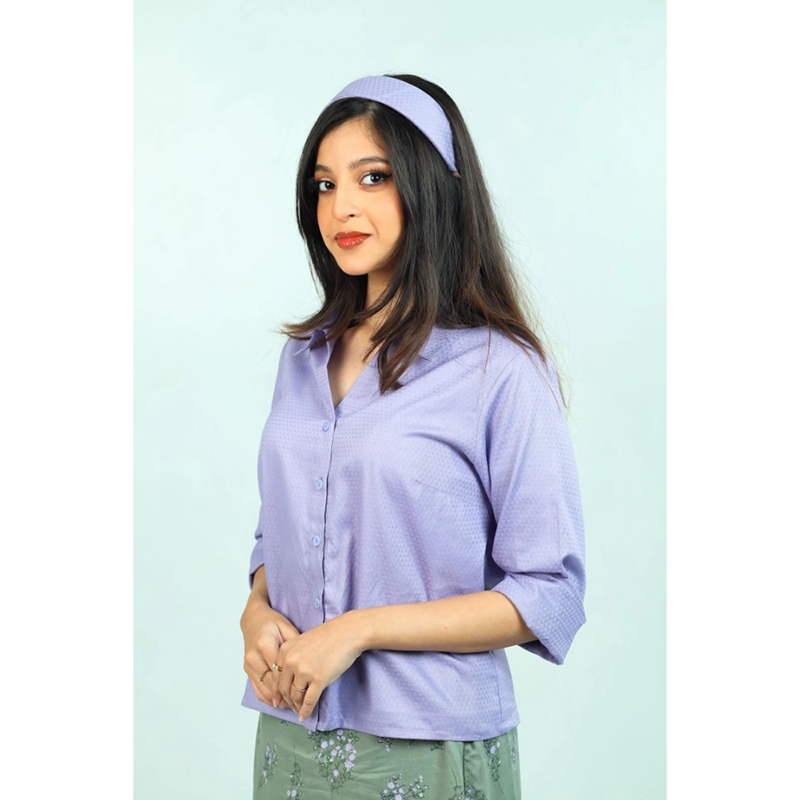 Picture of NABA Lavender Top and Green Skirt For Woman