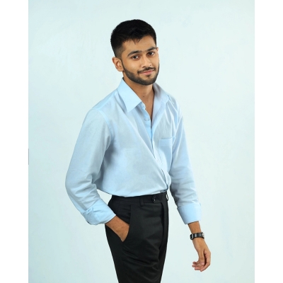 Picture of NOEL Jacquard Cotton Formal Sky Blue Shirt For Man