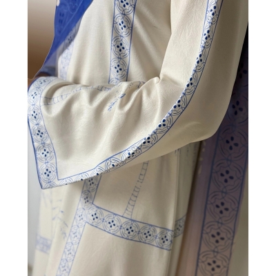 Picture of NIRVANA Shine Silk Cotton Off White and Blue Three piece For Woman