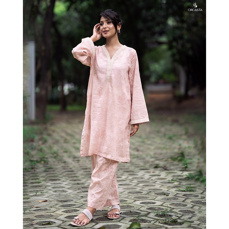 Picture of AMORA Nude Pink Cotton 2 Piece Comfy Everyday Wear For Woman