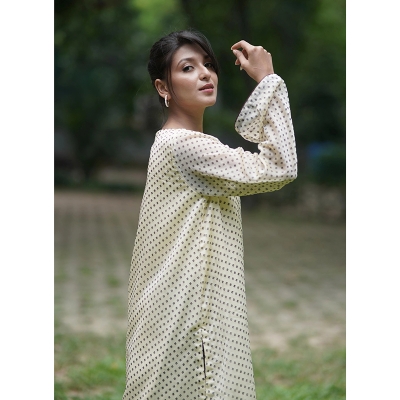 Picture of FANA Printed Georgette 2 piece Salwar Kameez for Women  Off White