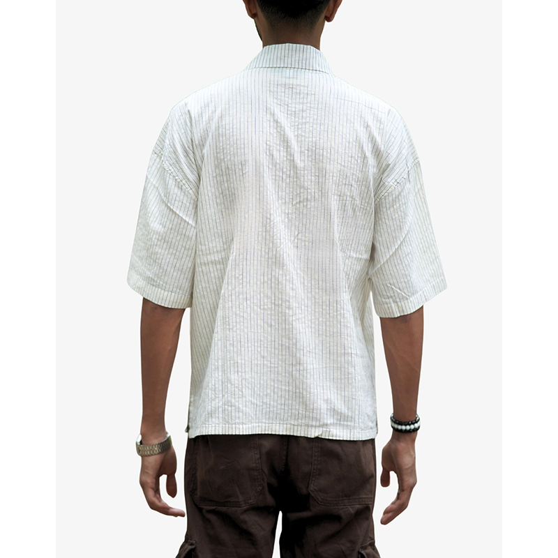 Picture of LOFT Men’s Loose Fit Drop Shoulder Cuban Shirt For Men White