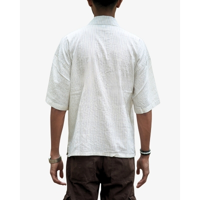 Picture of LOFT Men’s Loose Fit Drop Shoulder Cuban Shirt For Men White