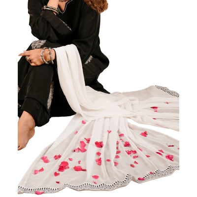 Picture of INDU Black & White Premium Embroidered Women’s 3 Piece Suit