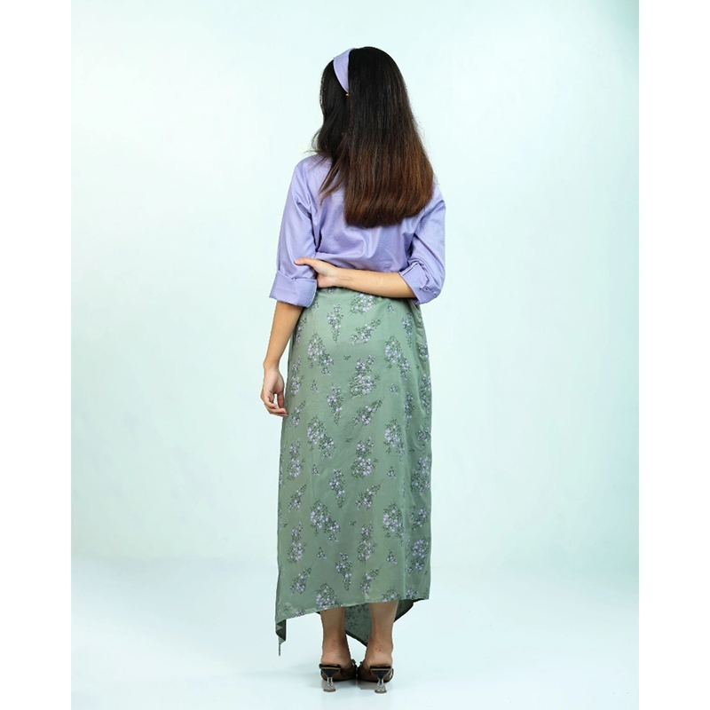 Picture of NABA Lavender Top and Green Skirt For Woman