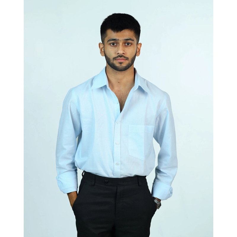 Picture of NOEL Jacquard Cotton Formal Sky Blue Shirt For Man