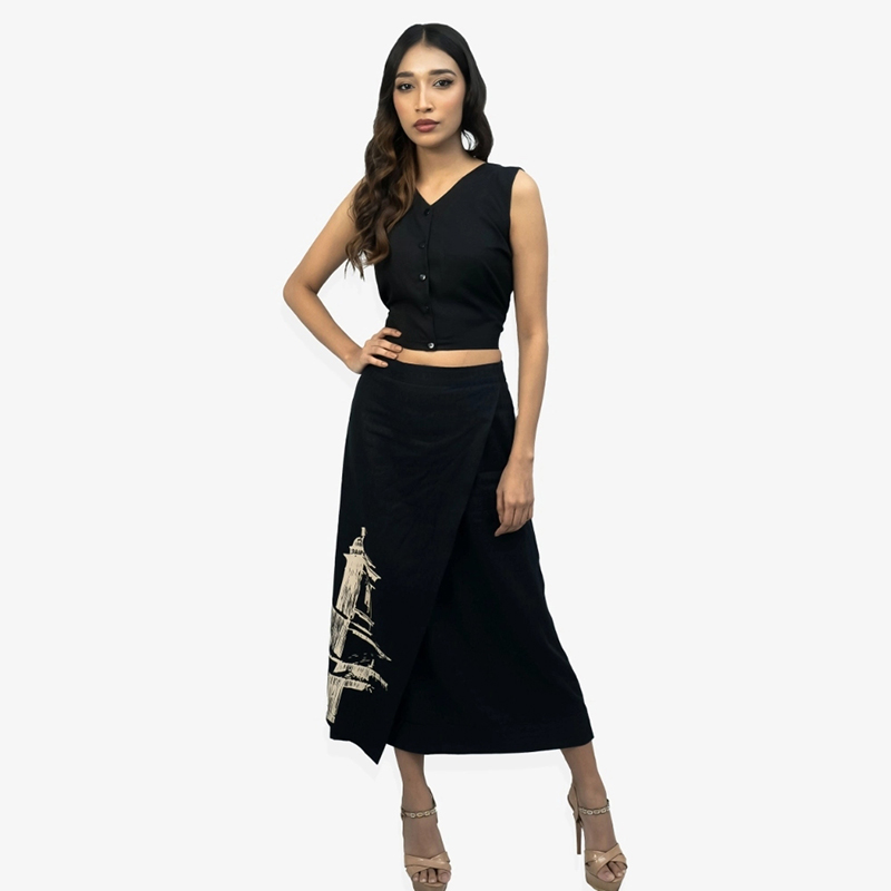 Picture of MISERY Soft Viscose Black Skirt For Woman Black