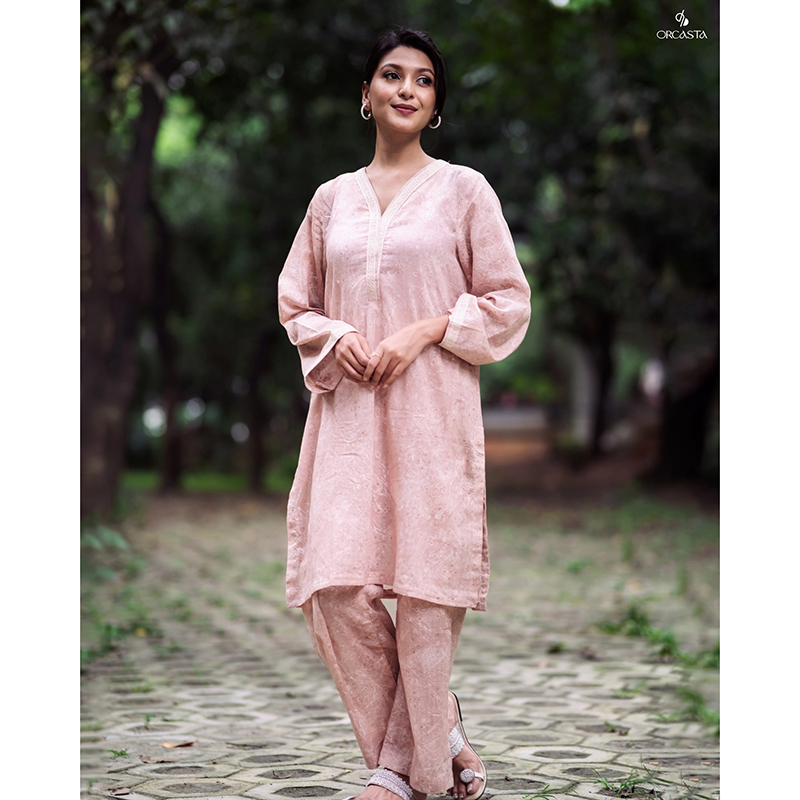 Picture of AMORA Nude Pink Cotton 2 Piece Comfy Everyday Wear For Woman