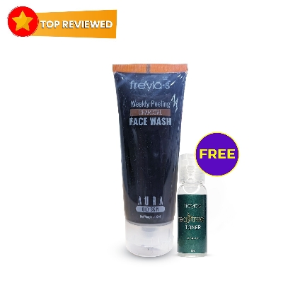 Picture of Freyias Charcoal Peeling Weekly Face Wash 100ml (Tea Tree Toner 20ml Free) Black
