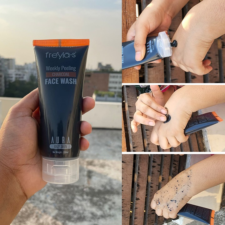 Picture of Freyias Charcoal Peeling Weekly Face Wash 100ml (Tea Tree Toner 20ml Free) Black
