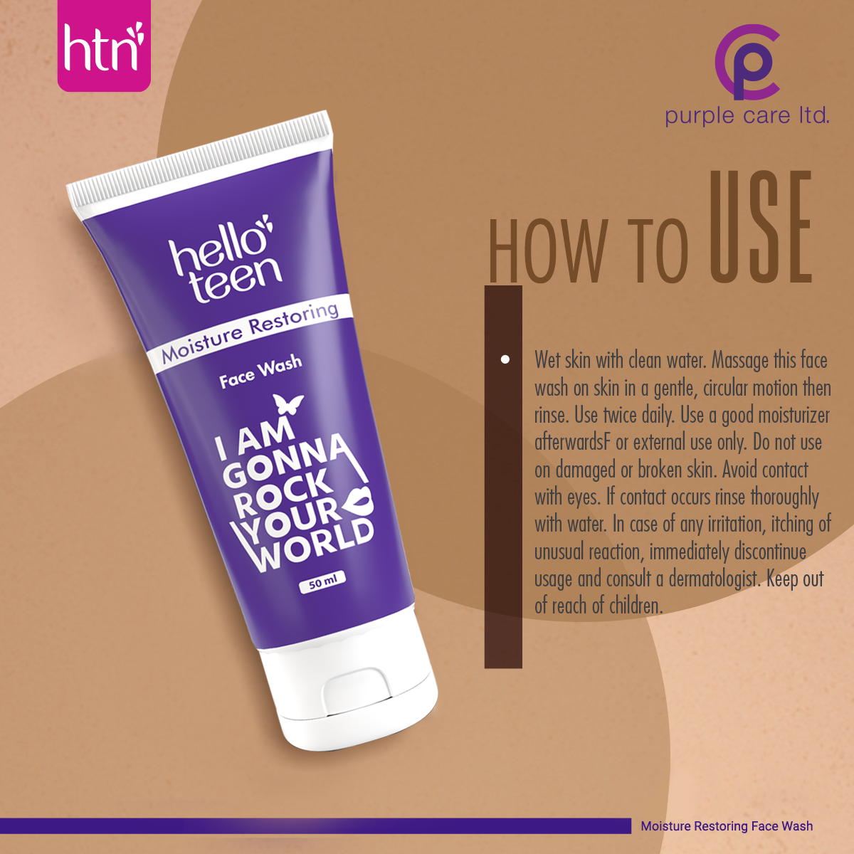 Picture of Hello Teen Moisture Restoring Face Wash 50ml Purple