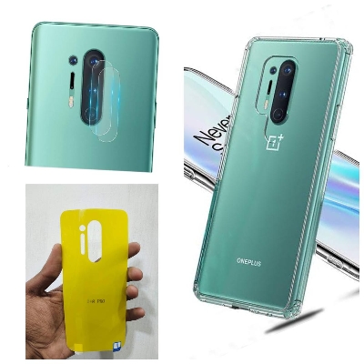 Picture of for one plus 8 pro (3-in-1) combo (pack transparent back cover+back poly+lens protector