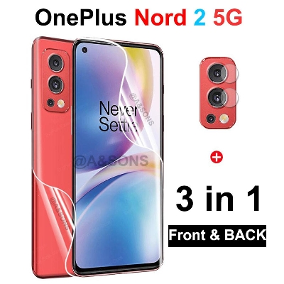 Picture of For OnePlus Nord 2 3-in-1 Combo Pack (Full Screen Protector Ceramic Matte +Camera Lens Protector +Back Poly)