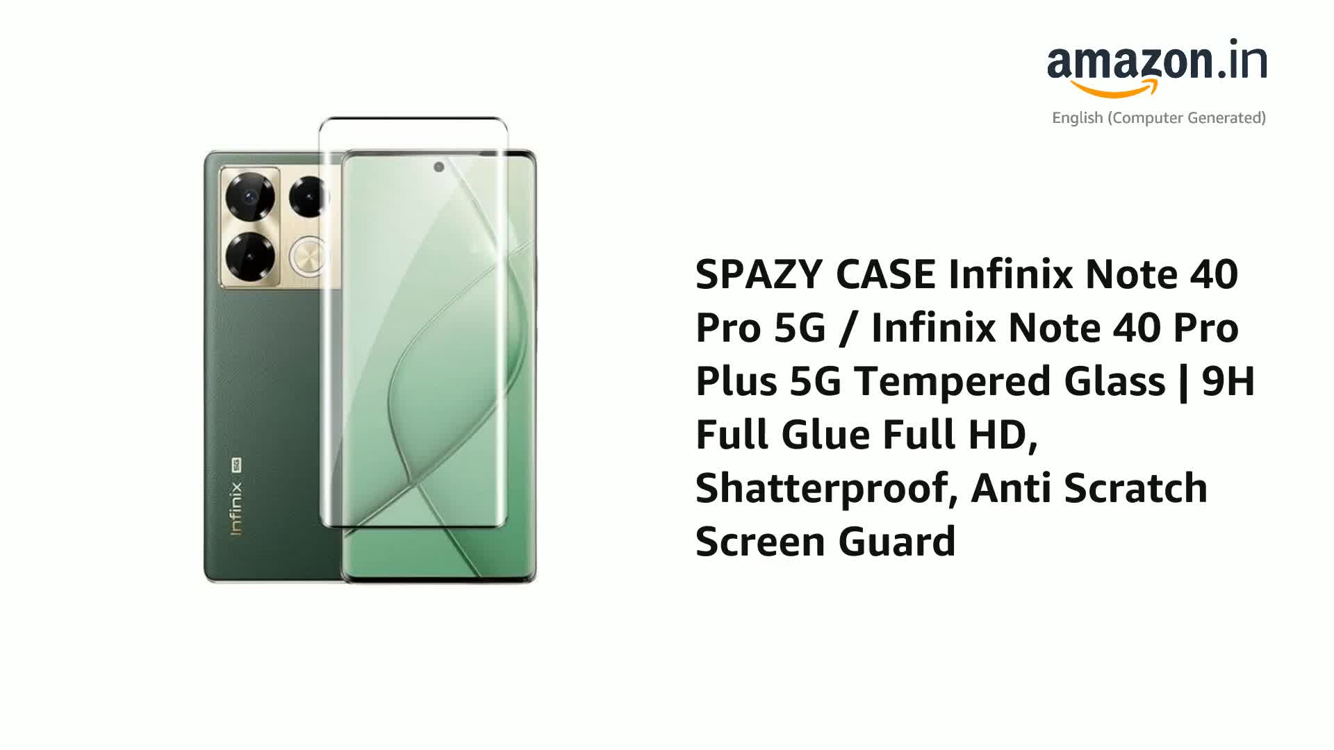 Picture of Infinix Note 40 Pro 5G / Infinix Note 40 Pro Plus 5G Tempered Glass | 9H Full Glue Full HD, Shatterproof, Anti Scratch Screen Guard