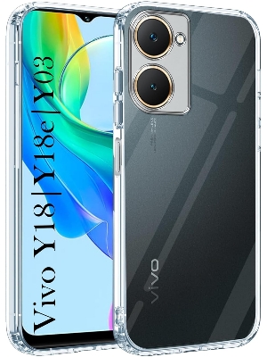 Picture of Back Cover for Vivo Y18 | Vivo Y18e | Vivo Y03 (Silicone Clear Shockproof Case with Camera Protection | Soft and Flexible | Transparent)