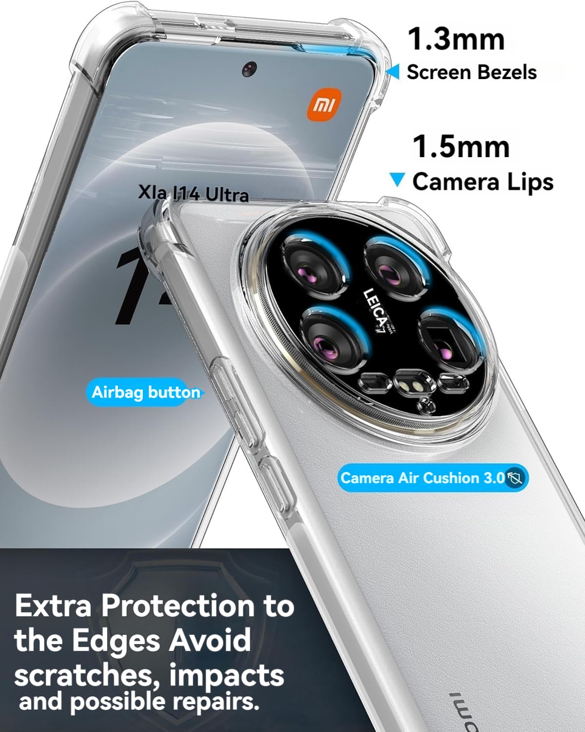 Picture of for Xiaomi Mi 14 Ultra 5G Back Cover Case | Raised Bumps for Camera & Screen Protection | Ultra Clear Soft Silicone Back Case Cover for Xiaomi Mi 14 Ultra 5G (Transparent)