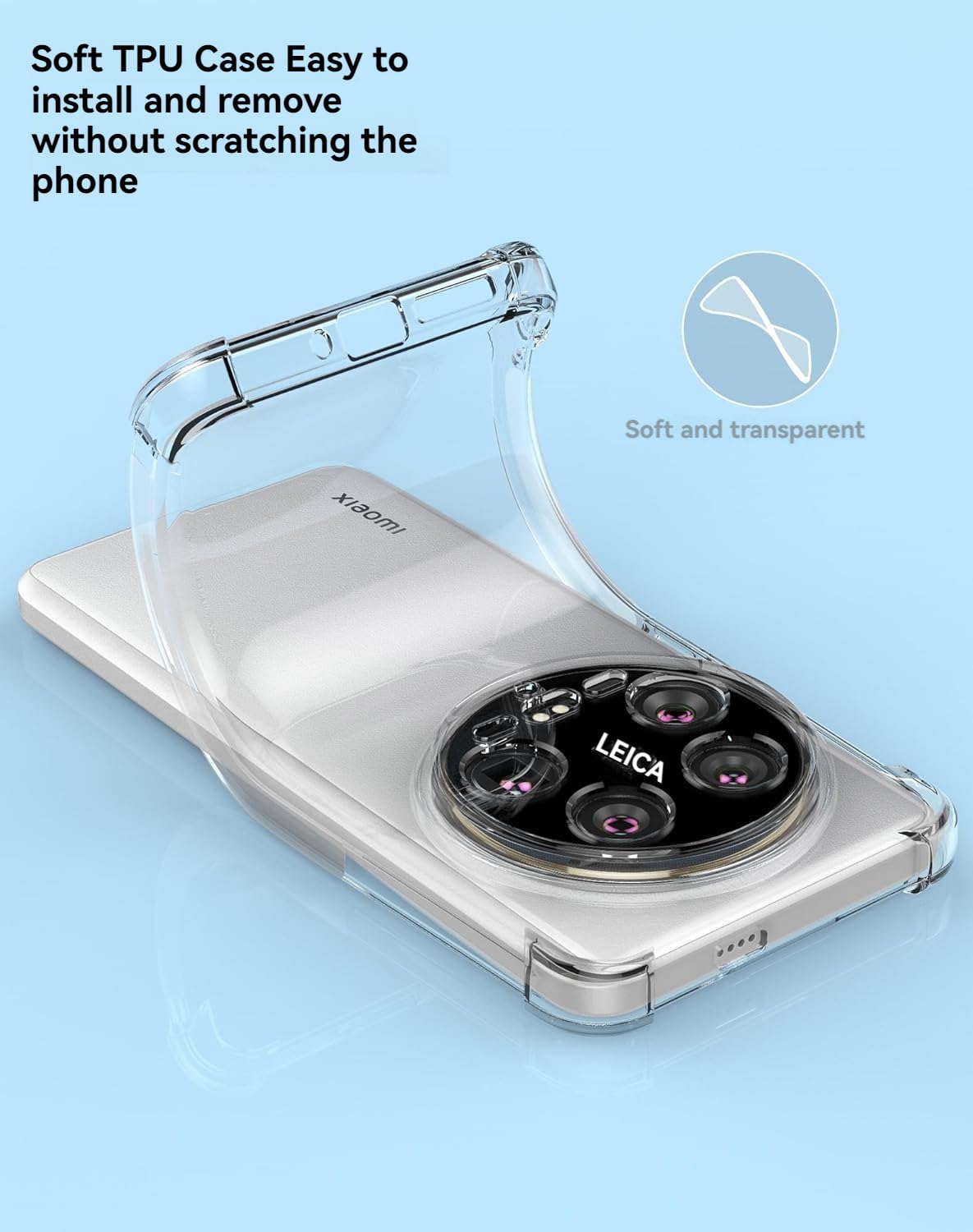 Picture of for Xiaomi Mi 14 Ultra 5G Back Cover Case | Raised Bumps for Camera & Screen Protection | Ultra Clear Soft Silicone Back Case Cover for Xiaomi Mi 14 Ultra 5G (Transparent)