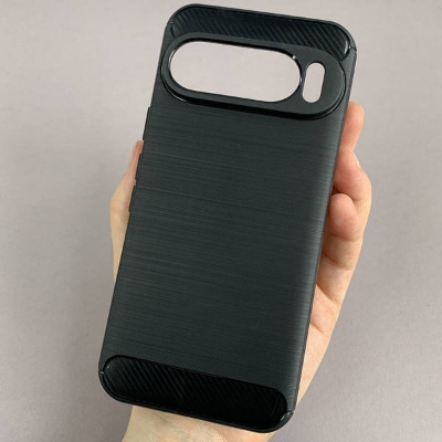 Picture of Compatible with Google Pixel 9 Pro XL, Case Soft TPU Bumper Flexible [Shock Absorption] [Carbon Fiber Texture] Protective Cover for Pixel 9 Pro XL (2024), Black