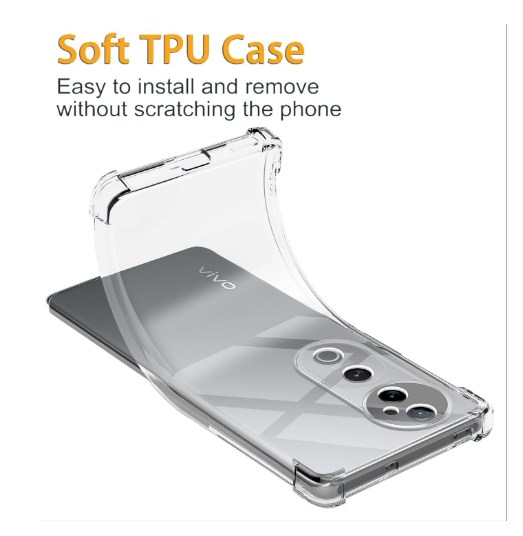 Picture of for |[ Vivo V40e 5G / IQOO Z9S 5G ] Back Cover Bumper Protective Case for [ Vivo V40e 5G / IQOO Z9S 5G ] Silicone Flexible TPU Back Cover Case - Transparent