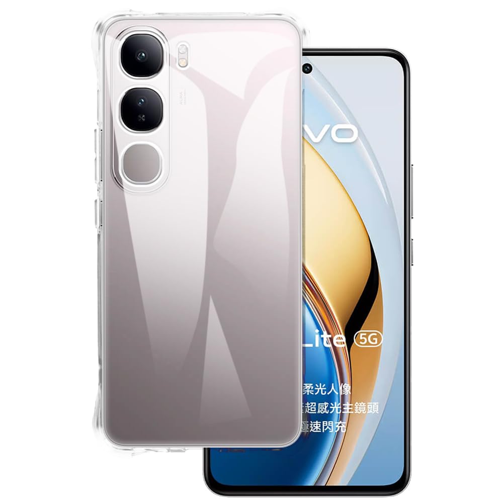 Picture of Official Silicone Soft Case Vivo V40lite 4g/5g /Vivo Y300 5g | 360 Degree Protection | Shock Proof Design | Transparent Back Cover for Vivo V40 lite 5g/ Vivo Y300 5G (PC & TPU, Transparent Bumper) VivoV40lite