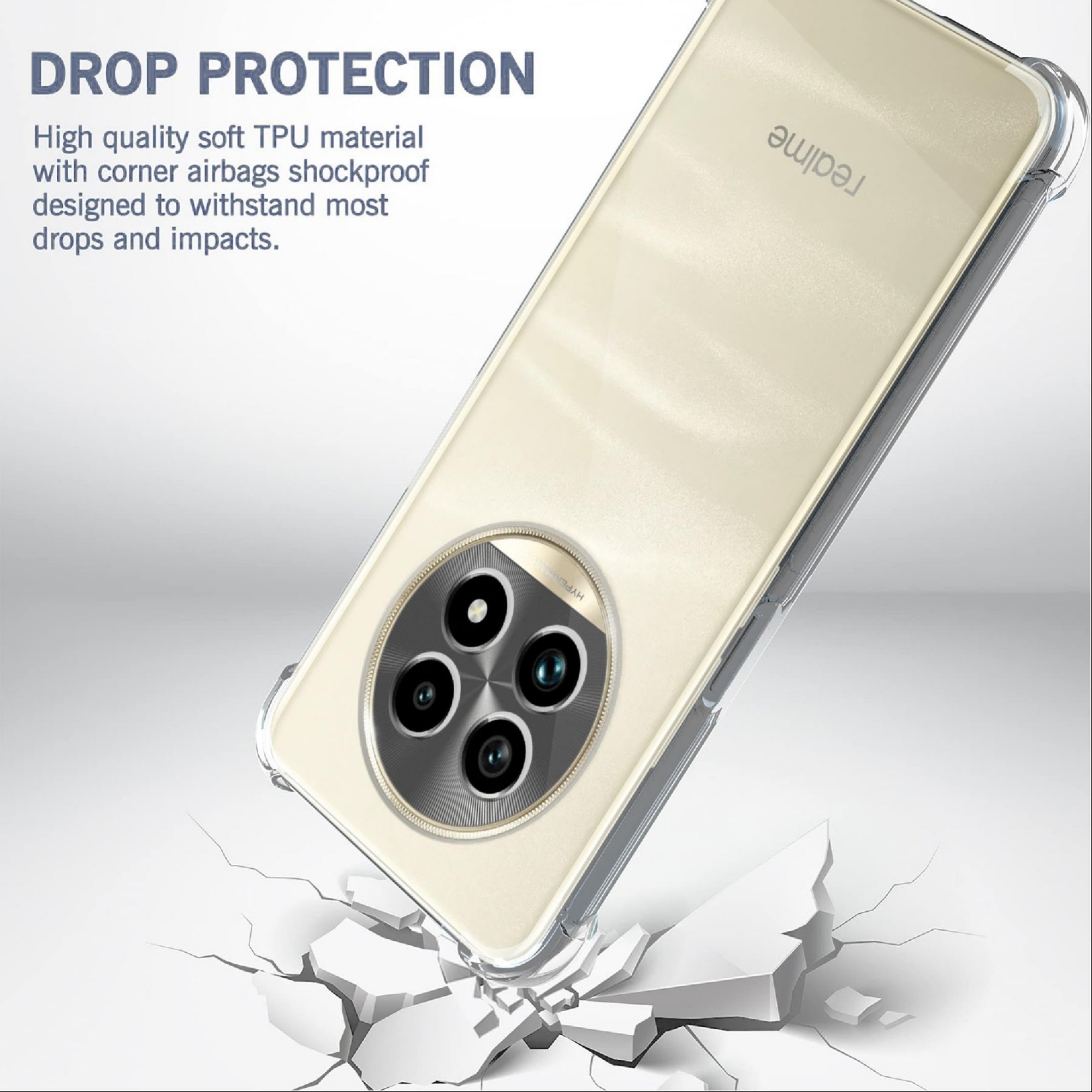 Picture of For Realme 13 Pro 5G / 13 Pro Plus Reinforced Shockproof Cushion Back Clear Hybrid Transparent Sof Tpu Back Cover For Realme 13 Pro 5G / 13 Pro Plus Phone Case